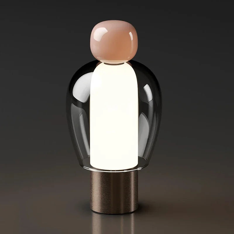 Lampe sans fil en verre fumé à boule variateur