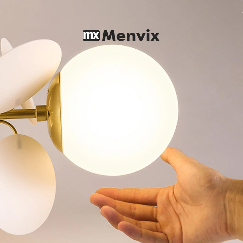 Lustre à pétales colorés et globes opalins, de 8 à 15 lumières