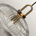 Suspension lanterne en verre cannelé laiteux ou clair, 4 tailles