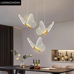 Suspension LED papillon en acrylique doré, 1 à 3 papillons