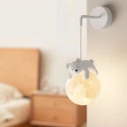 Suspension chambre d'enfant lune et lapin ou ours endormi, G9 LED