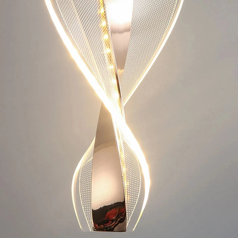 Suspension LED ruban acrylique torsadé 30 cm, une ou deux lumières