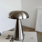 Lampe de table sans fil champignon en métal doré ou argenté