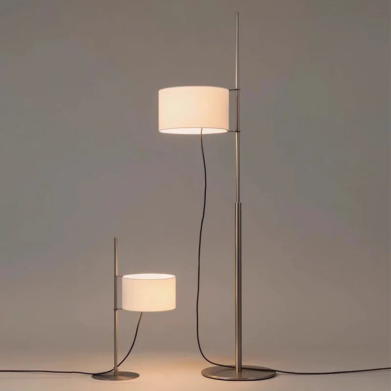 Lampadaire à abat-jour coulissant, bois, doré ou nickel brossé