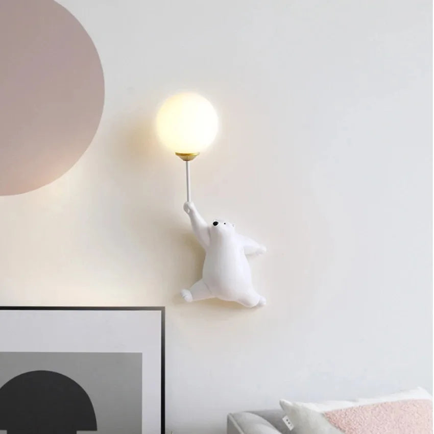 Applique murale ourson et globe pour chambre d'enfant, LED G9