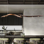 Suspension LED vague en bois sculpté, solo ou duo jusqu'à 230 cm