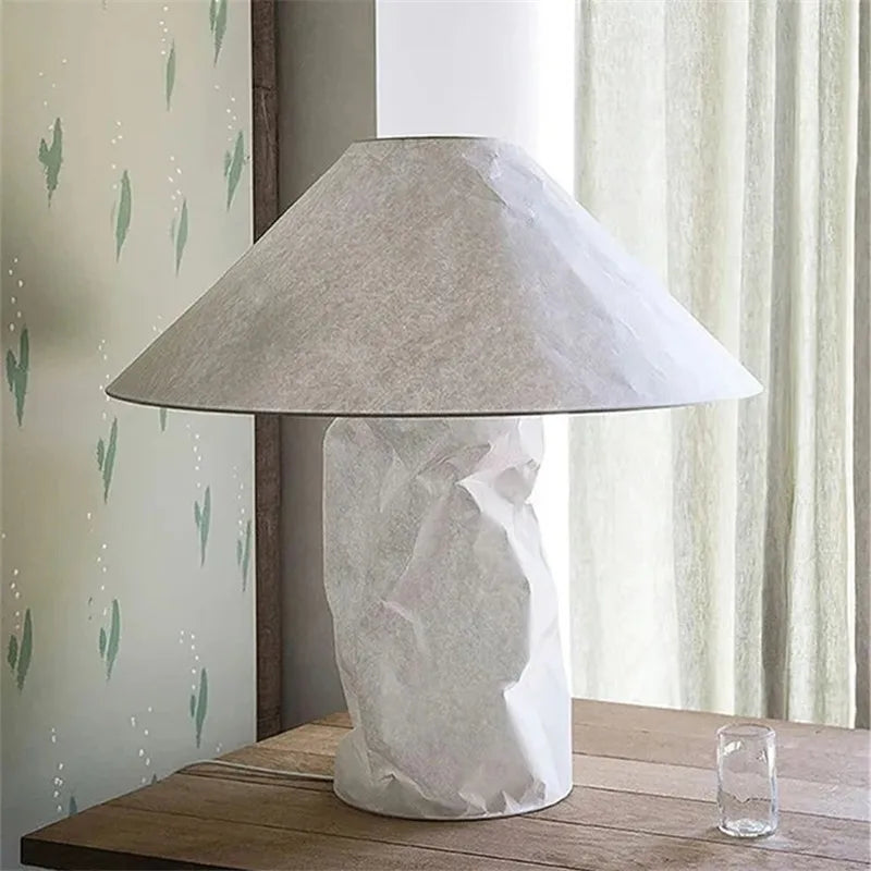Lampe champignon en papier froissé, Ø 50 à 75 cm, à poser ou au sol