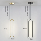Suspension de chevet LED boucle ovale 40 cm, dorée ou noire