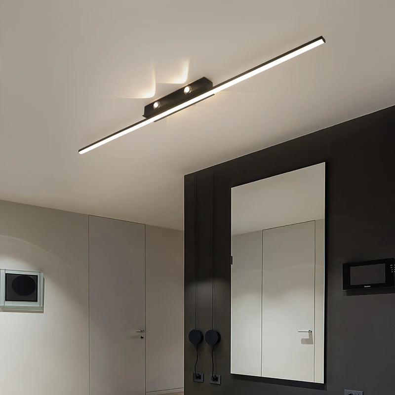 Plafonnier LED linéaire noir, barre de 50 ou 100 cm, trois teintes