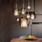 Suspension boule en verre et cône dépoli intérieur, Ø 15 à 25 cm