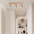 Plafonnier spots orientables en travertin sur bois, E27, 1 ou 3 spots