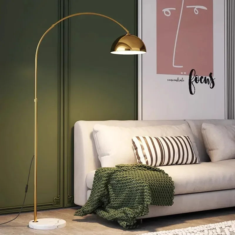 Lampadaire arc à dôme métal, hauteur réglable de 145 à 180 cm