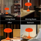 Lampe de chevet champignon sans fil orange ou blanche, 24 cm