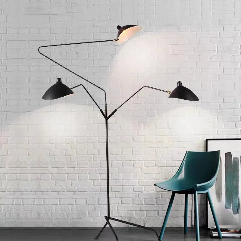 Lampadaire araignée design à bras articulés noirs