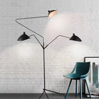 Lampadaire araignée trépied à bras articulés, abat-jour métal noir