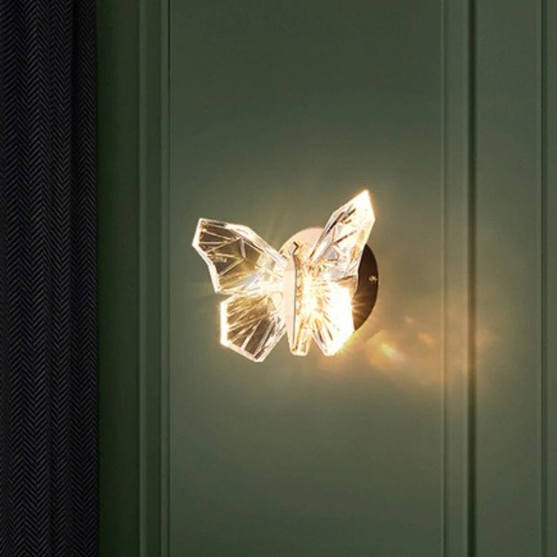 Applique murale papillon effet cristal LED, chambre ou salon