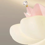 Lustre couronne à pétales blanc ou rose pour chambre d'enfant, LED