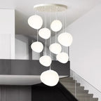 Suspension cascade de globes blancs, de 3 à 25 lumières LED