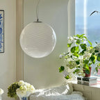 Suspension boule en verre rayé spirale, tons pastel, Ø 30 ou 40 cm