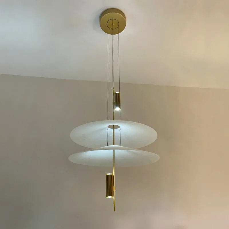 Suspension design à disques blancs superposés, LED, 2 à 4 niveaux