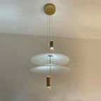 Suspension design à disques blancs superposés, LED, 2 à 4 niveaux