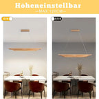 Suspension linéaire en bois LED 90 cm, lumière et intensité réglables