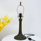 Pied de lampe vintage finition laiton vieilli, lyre et câble 145 cm
