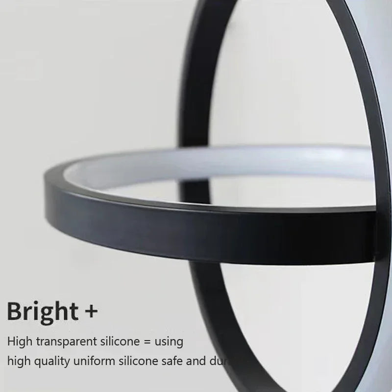 Lustre LED noir à anneaux croisés, 1 ou 3 lumières suspendues
