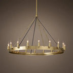 Lustre couronne à bougies E14 noir ou doré, simple ou double