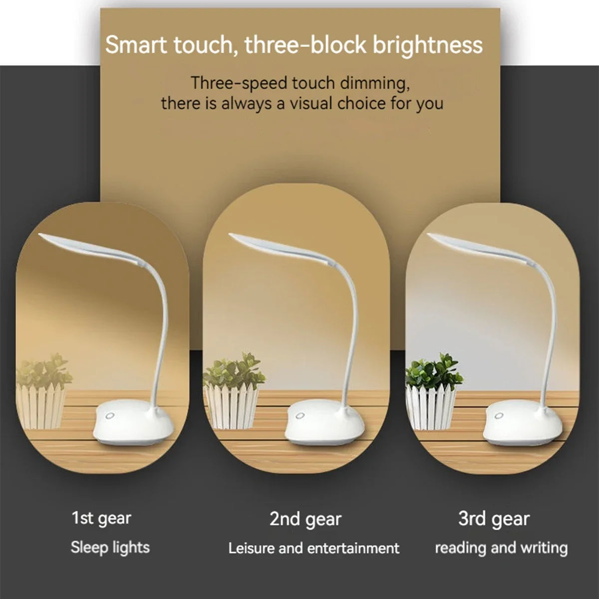 Lampe de bureau LED flexible sans fil, sur socle ou à pince