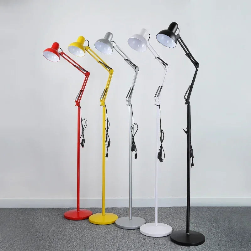 Lampadaire d'architecte à bras articulé, coloris vifs ou Memphis