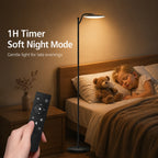 Lampadaire LED à tête disque inclinable, télécommande et pédale