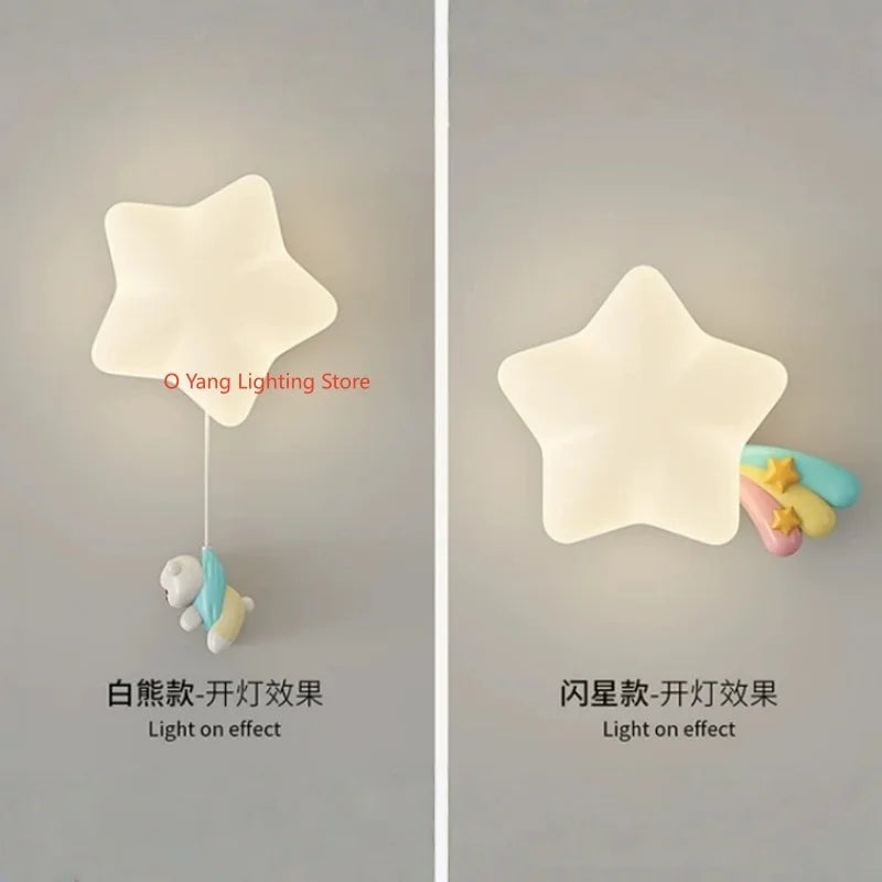 Applique murale étoile LED pour chambre d'enfant, ourson ou comète