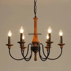 Lustre rustique en bois et fer à bougies, 5 à 15 lumières E14