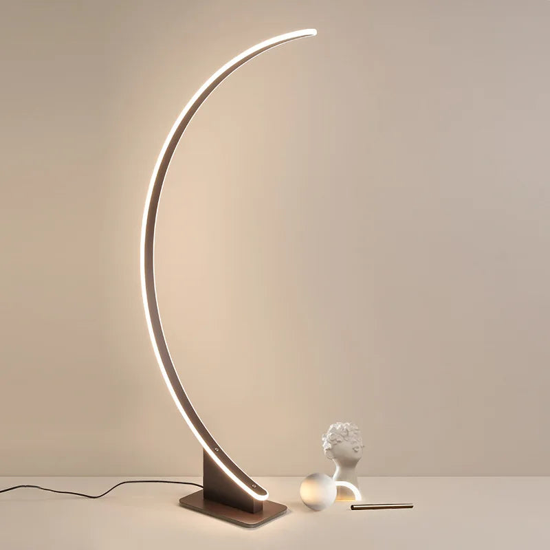Lampadaire arc LED en croissant de lune, cadre blanc ou café