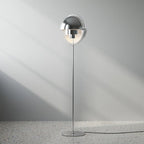 Lampadaire à double dôme orientable en métal, doré ou chromé