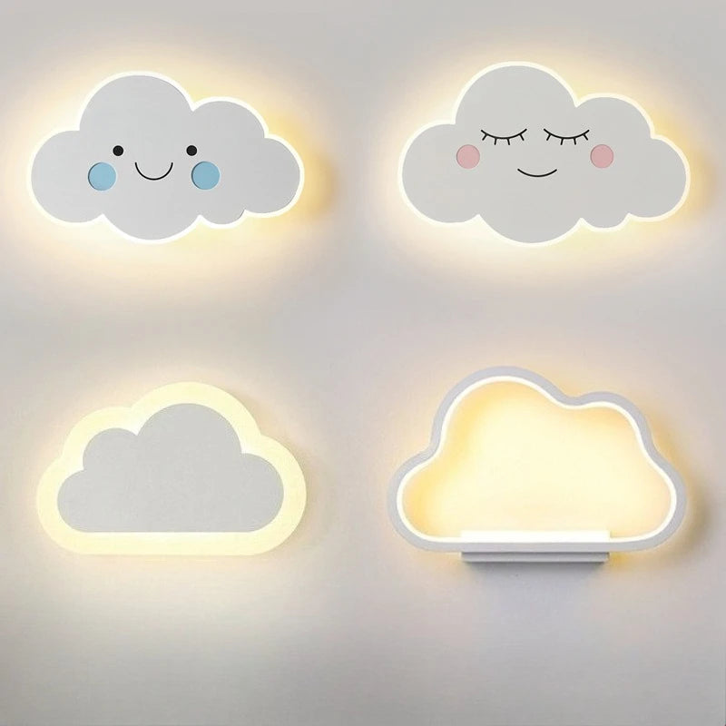 Applique murale nuage souriant LED ultra-plate, chambre d'enfant