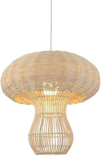 Lustre champignon en osier tressé Ø 45 cm, câble de 150 cm
