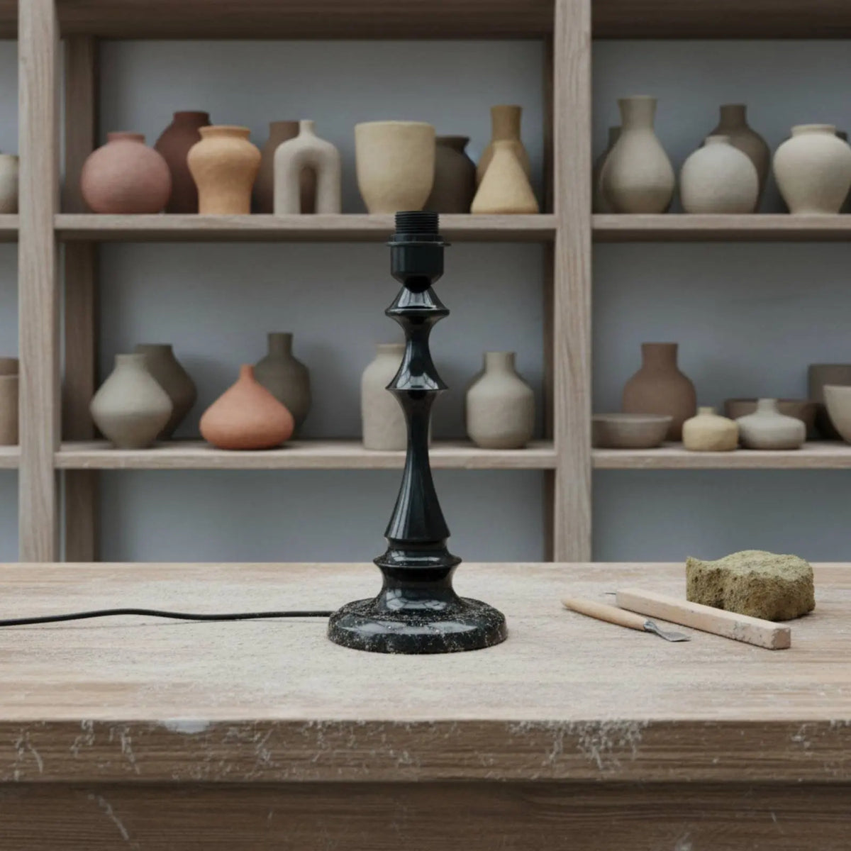 Pied de lampe E27 en métal noir, doré ou bois, 12 tailles