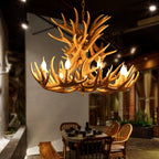 Lustre bois de cerf en résine, 4 à 9 chandelles E14, esprit chalet