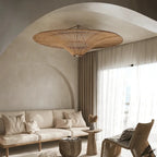Grand lustre chapeau en rotin, Ø 60 à 130 cm, suspendu ou plafonnier