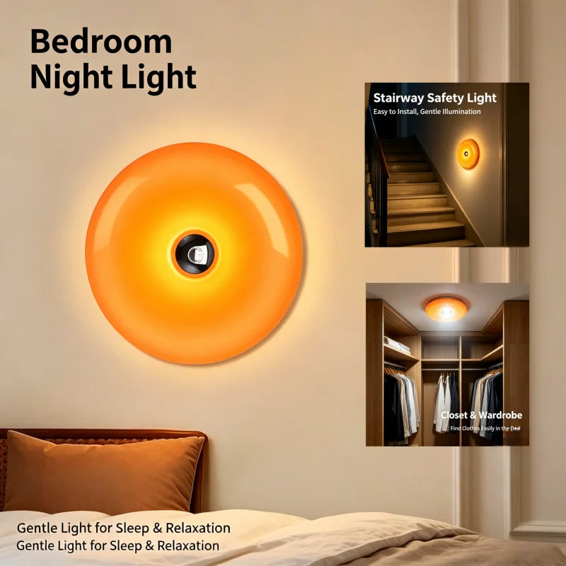 Lampe d'ambiance ronde orange tactile, rechargeable, Ø 22,5 cm