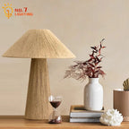 Lampe de chevet champignon en corde de chanvre ou raphia, 46 cm