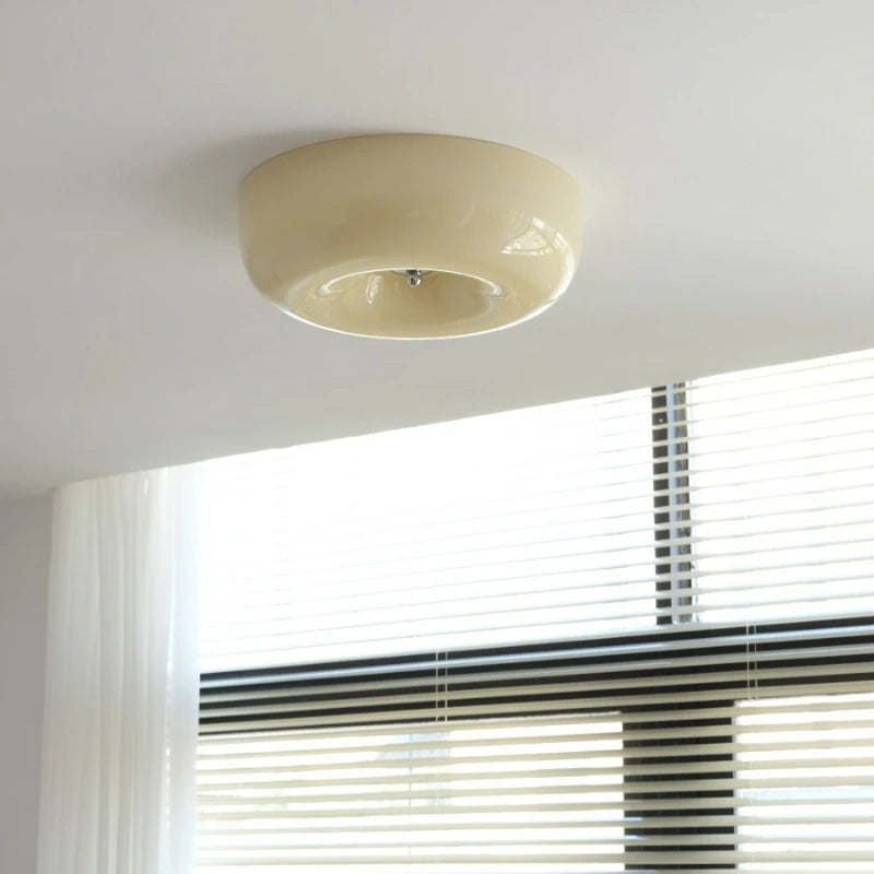 Plafonnier LED en verre opalin en anneau, Ø 32 cm, trois teintes