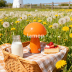 Lampe champignon en verre orange de 21 cm, lisse ou striée, USB