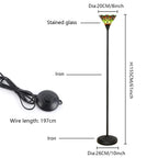 Lampadaire torchère en vitrail, vasque Ø 20 cm et pied noir 155 cm