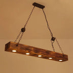 Lustre poutre en bois brûlé à spots LED, 4 ou 5 lumières, chaînes