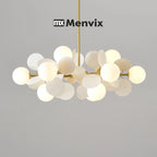 Lustre à pétales colorés et globes opalins, de 8 à 15 lumières