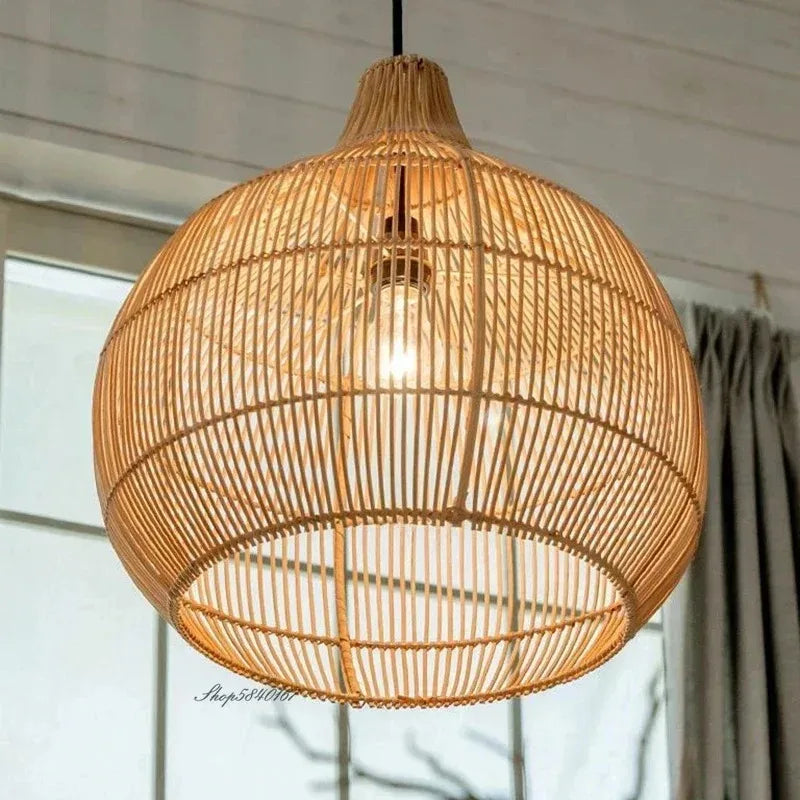 Suspension gourde en rotin naturel ou noir, jusqu'à 75 cm de large