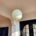 Suspension boule en verre rayé spirale, tons pastel, Ø 30 ou 40 cm
